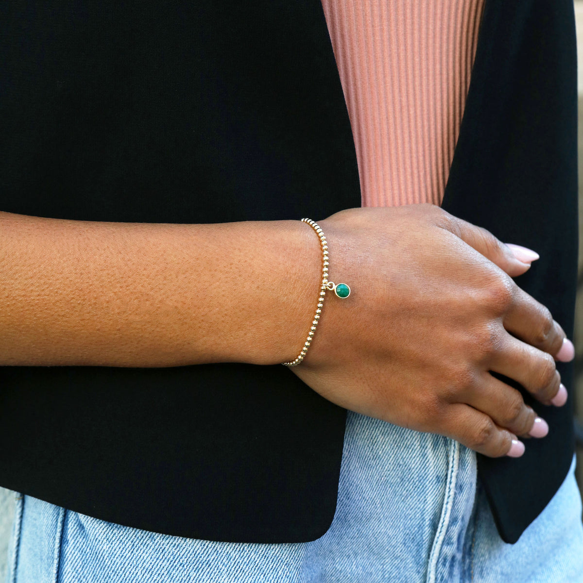 Charmed with Compassion Bracelet | Emerald and Gold