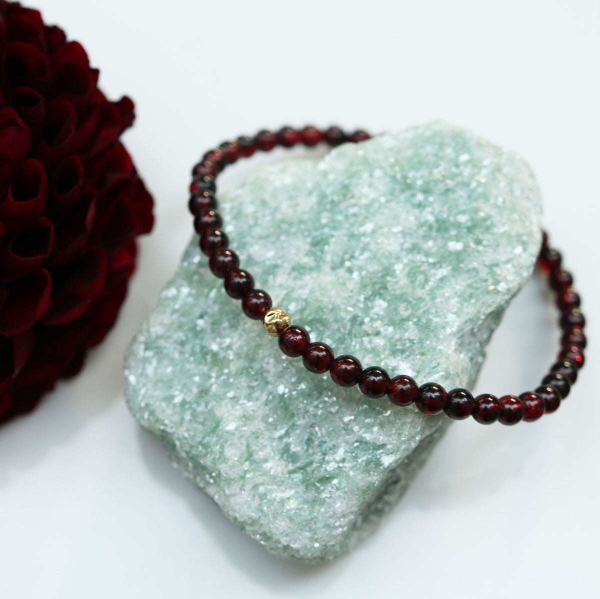 Dainty Strength Bracelet | Garnet