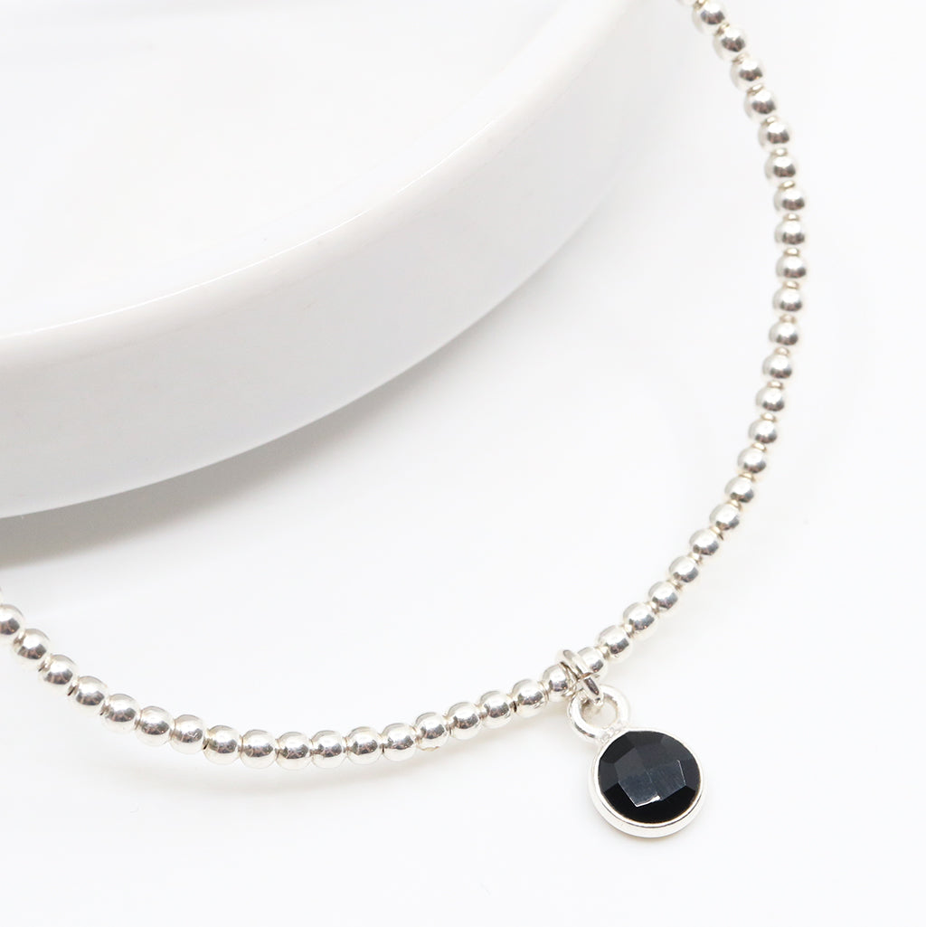 Charmed and Protected Mini Bracelet | Onyx and Silver