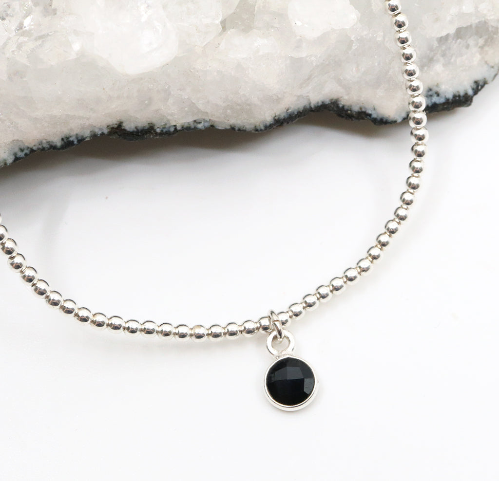 Charmed and Protected Mini Bracelet | Onyx and Silver