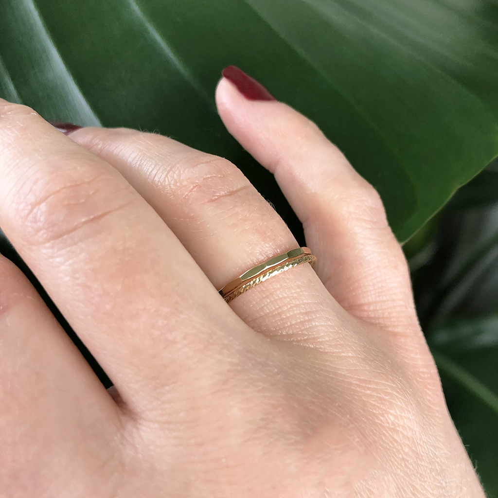 Dainty Gold Hammered Ring