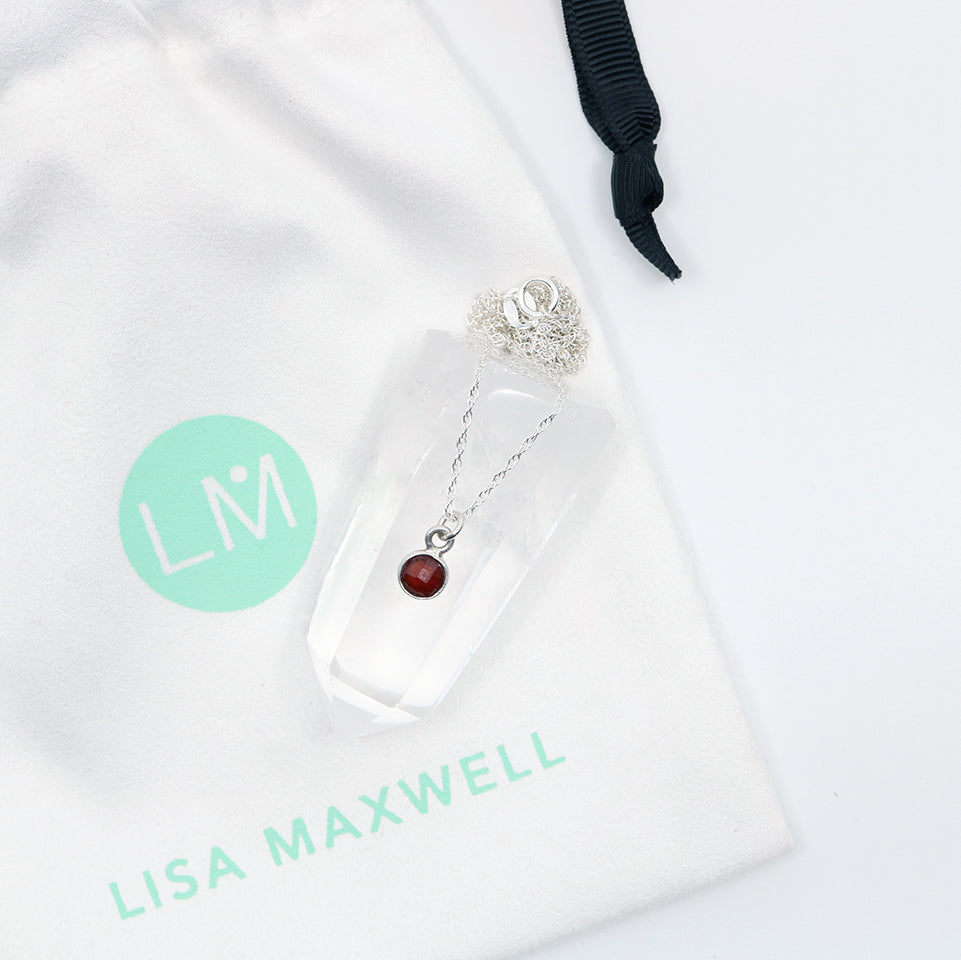 Charmed with Strength Mini Necklace | Garnet and Silver