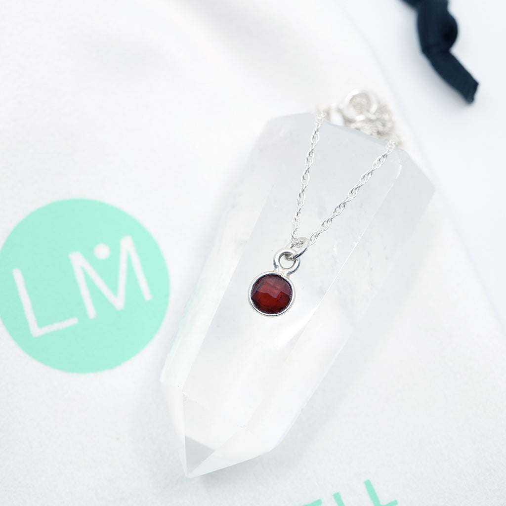 Charmed with Strength Mini Necklace | Garnet and Silver