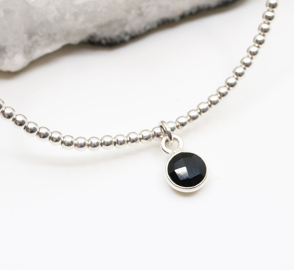 Charmed and Protected Mini Bracelet | Onyx and Silver