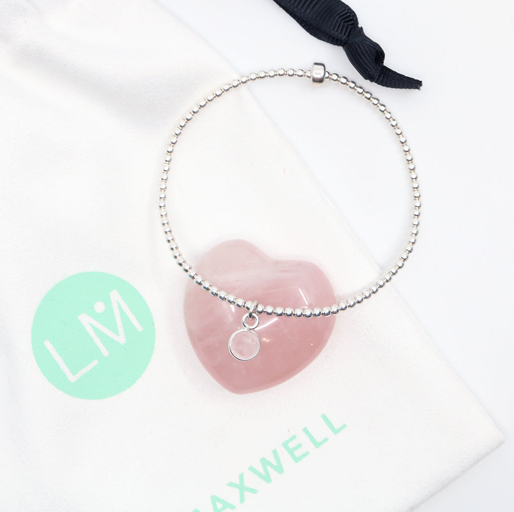 Charmed In Love Mini Bracelet | Rose Quartz and Silver