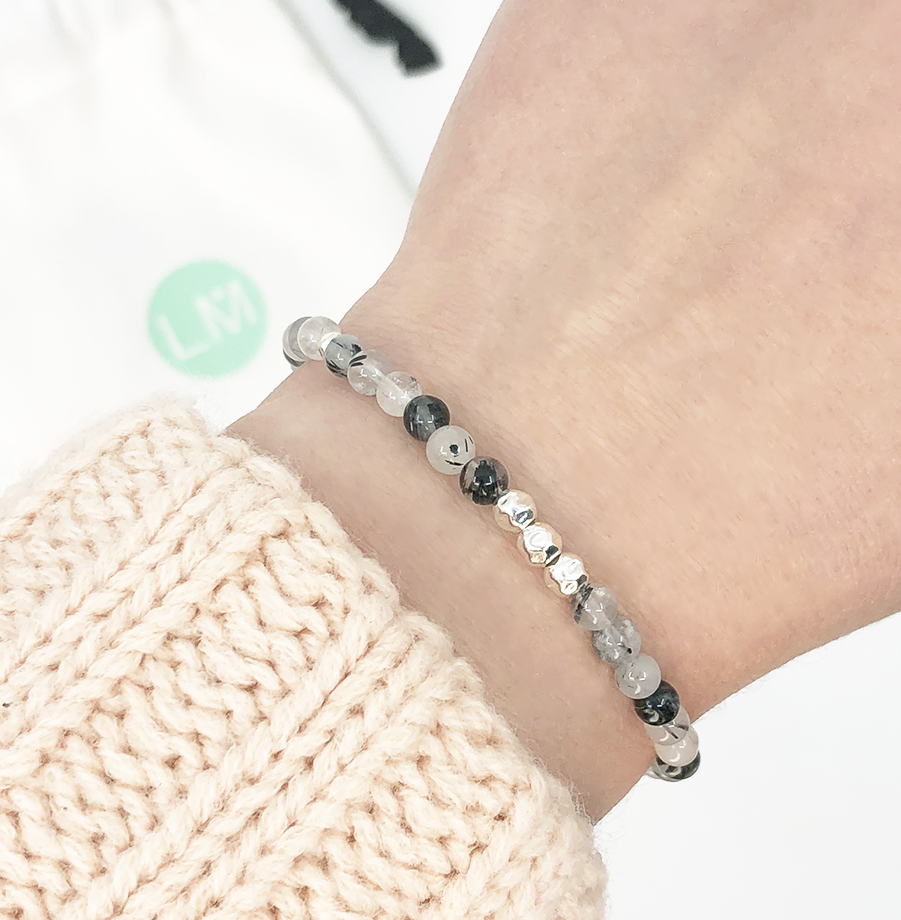 Dainty Integration Luxe Bracelet | Black Rutilated Quartz