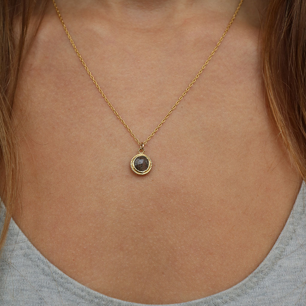 Black Solstice Necklace | Black Rutilated Quartz and Gold