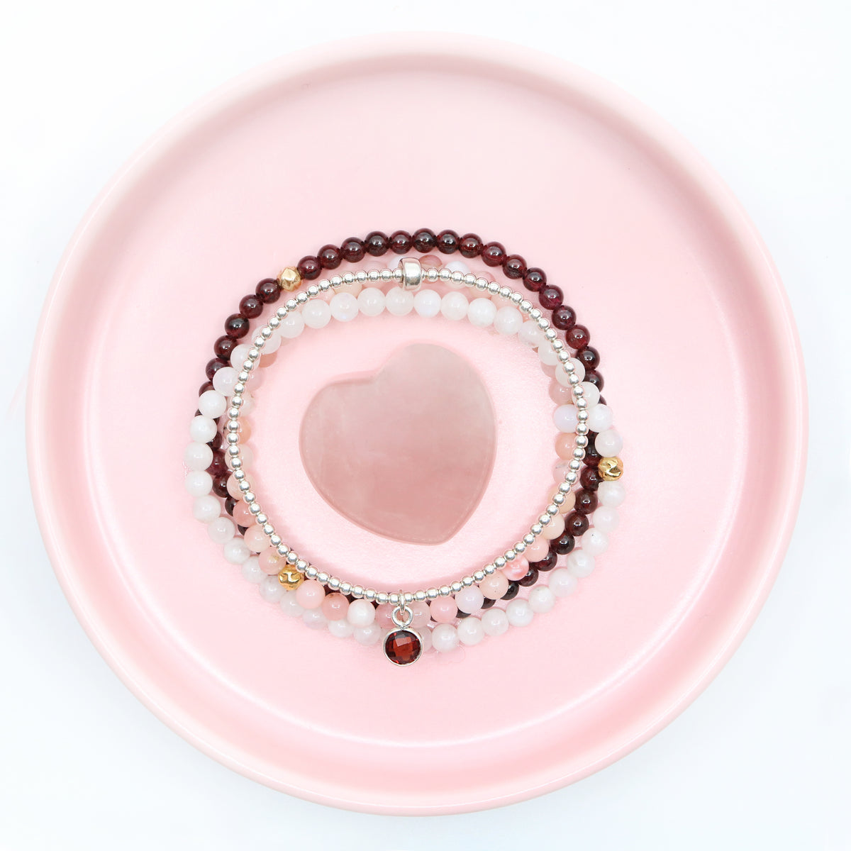 Charmed with Strength Mini Bracelet | Garnet and Silver