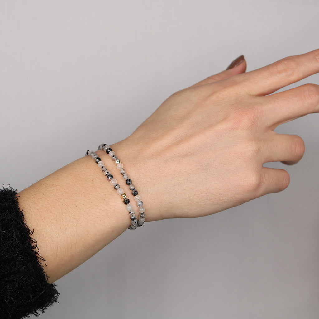 Dainty Integration Bracelet | Black Rutilated Quartz