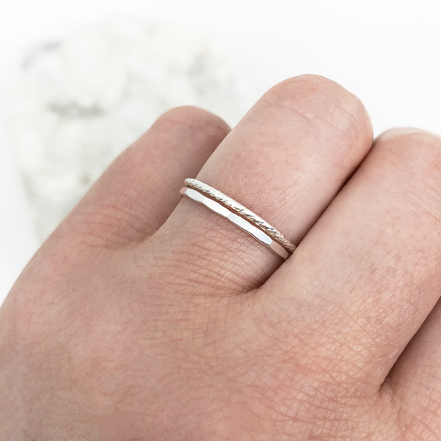 Dainty Silver Ring Duo