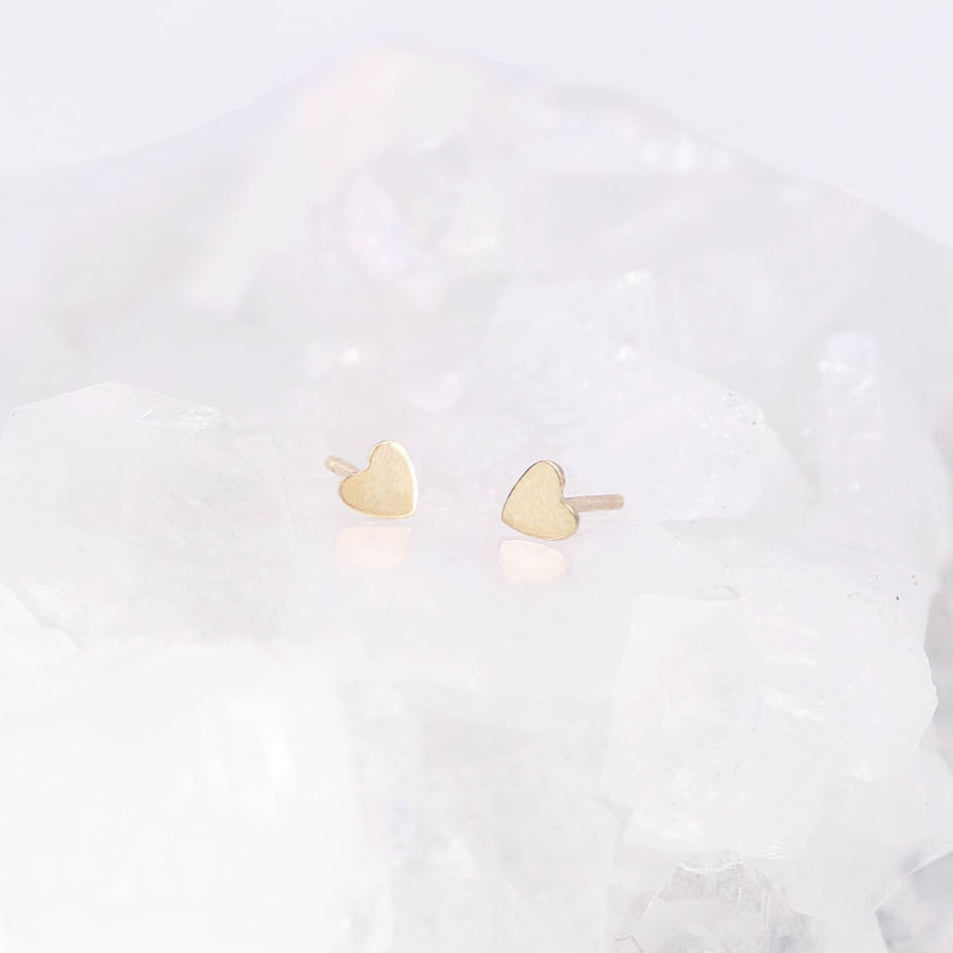 Tiny Golden Heart Earrings - Lisa Maxwell