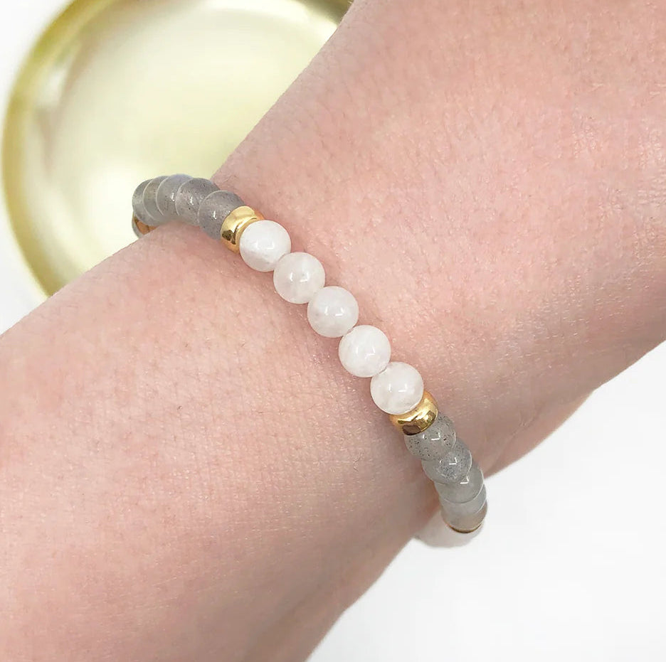 Dainty Insight Luxe Bracelet | Malachite &amp; Moonstone