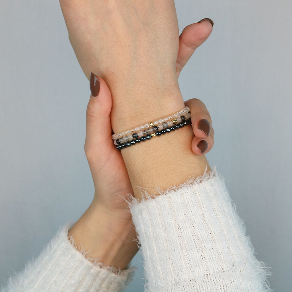 Dainty Integration Bracelet | Black Rutilated Quartz