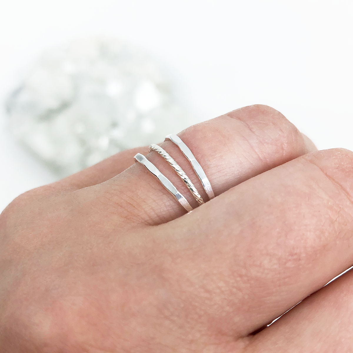 Dainty Silver Ring Trio