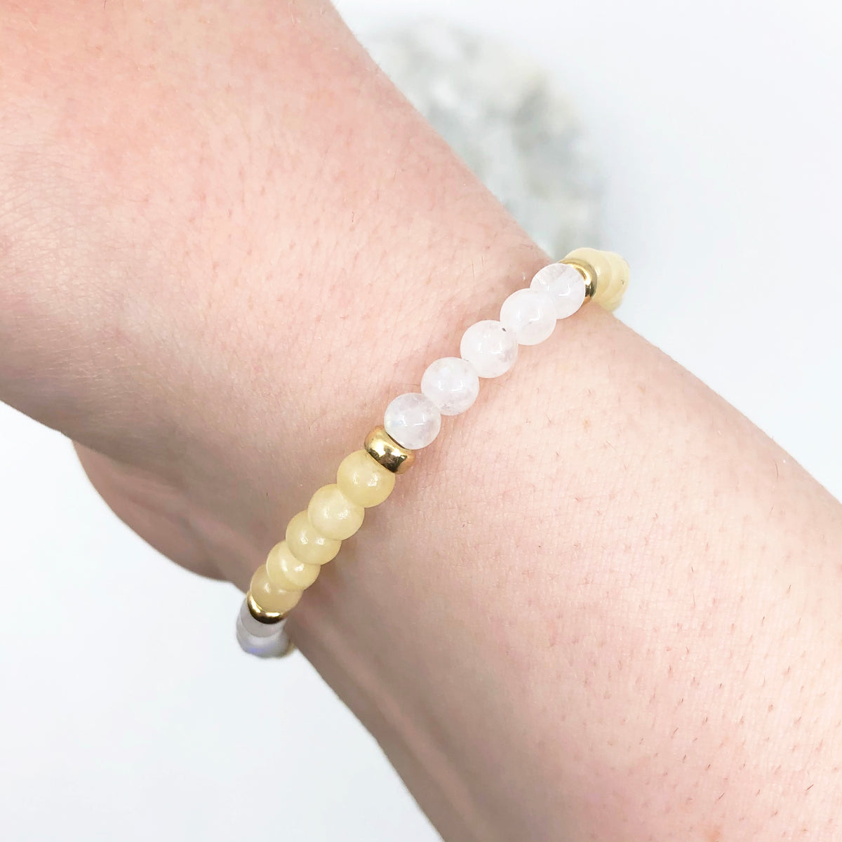 Dainty Positivity Luxe Bracelet | Pink Opal &amp; Moonstone