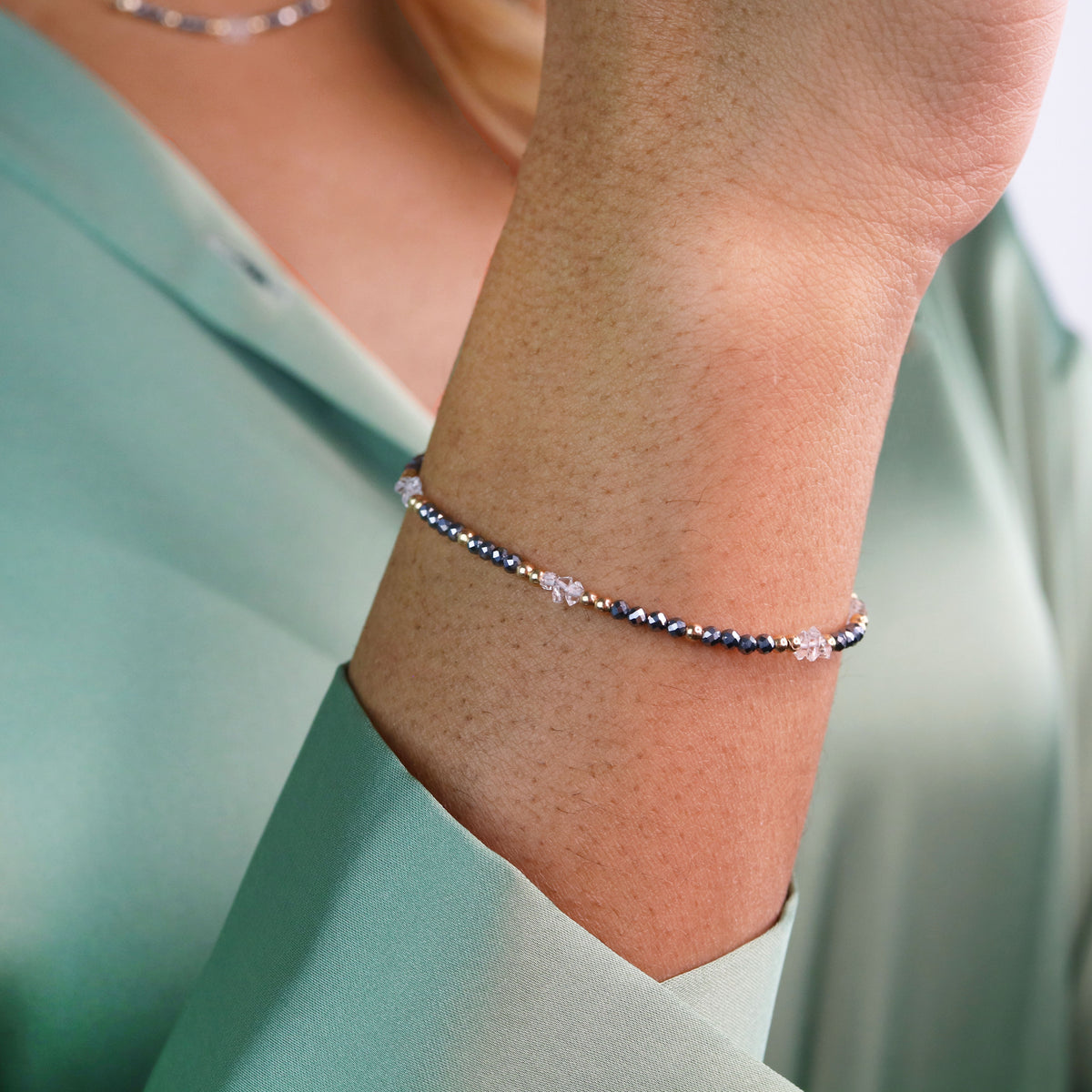 Visionary Bracelet | Herkimer Diamond and Hematite