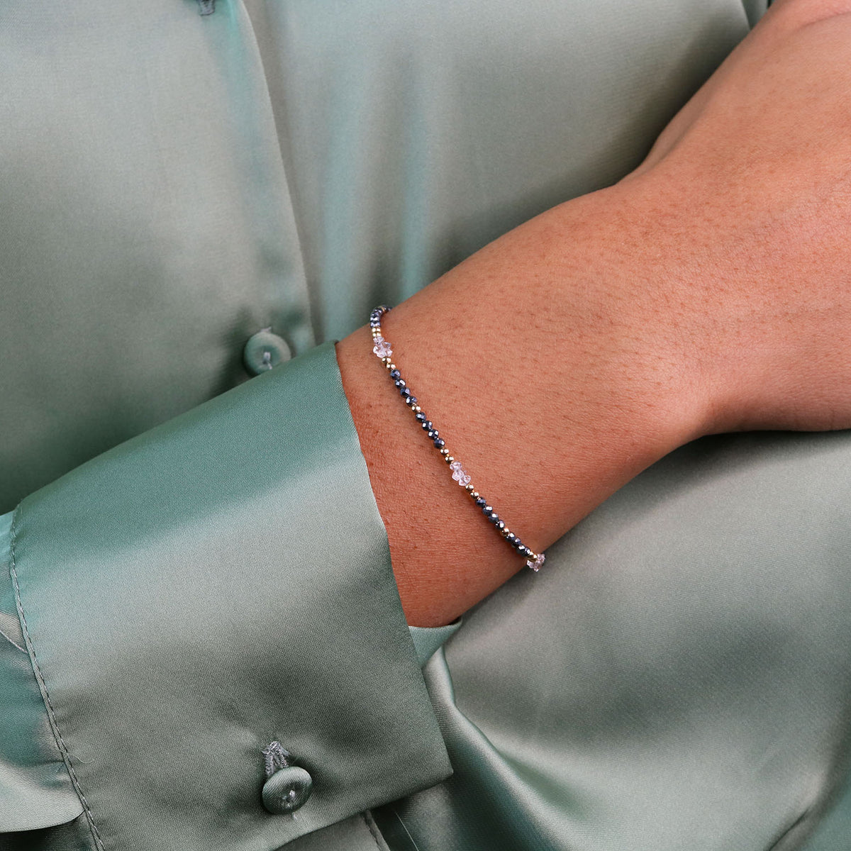 Visionary Bracelet | Herkimer Diamond and Hematite