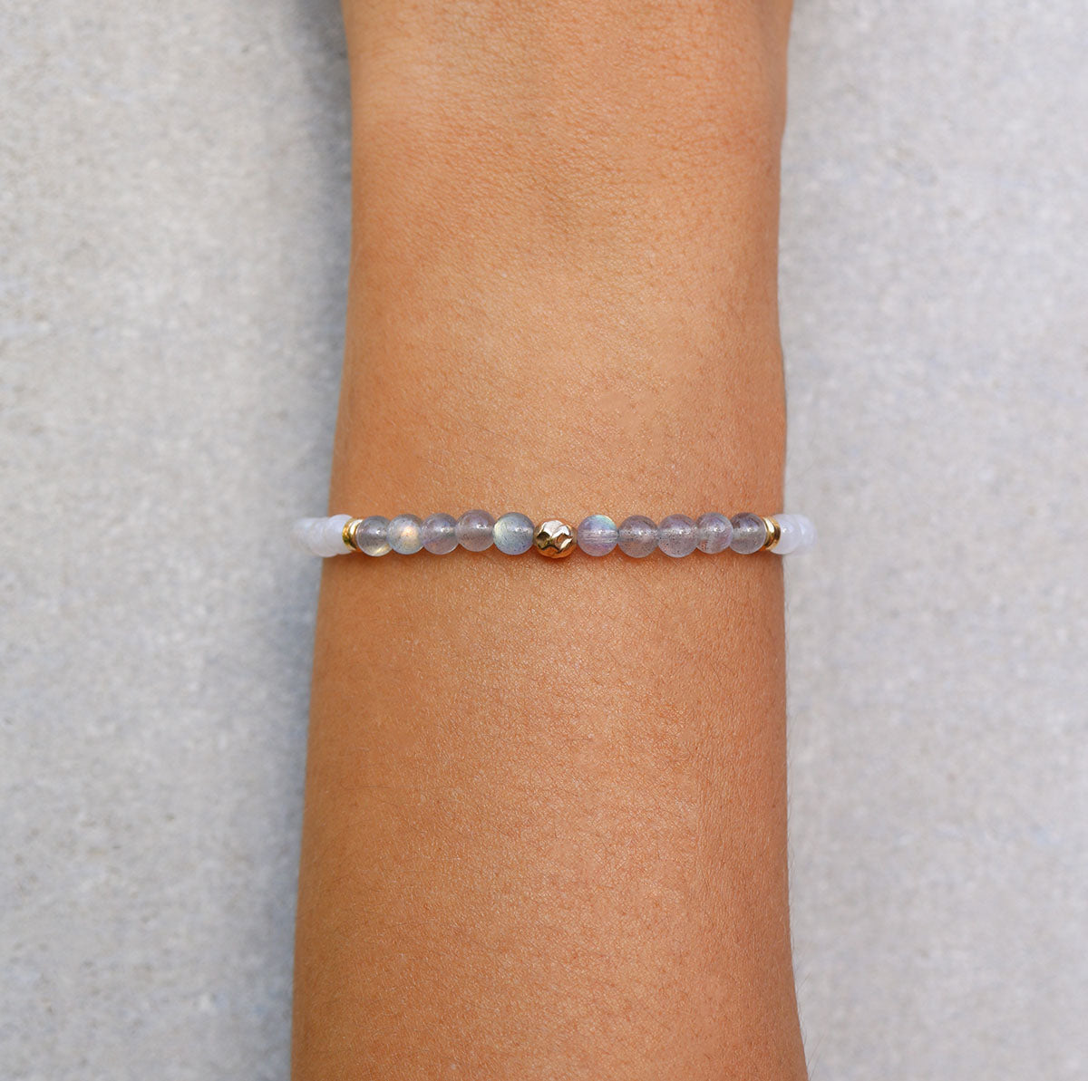 Dainty Aligned Luxe Bracelet | Labradorite &amp; Moonstone