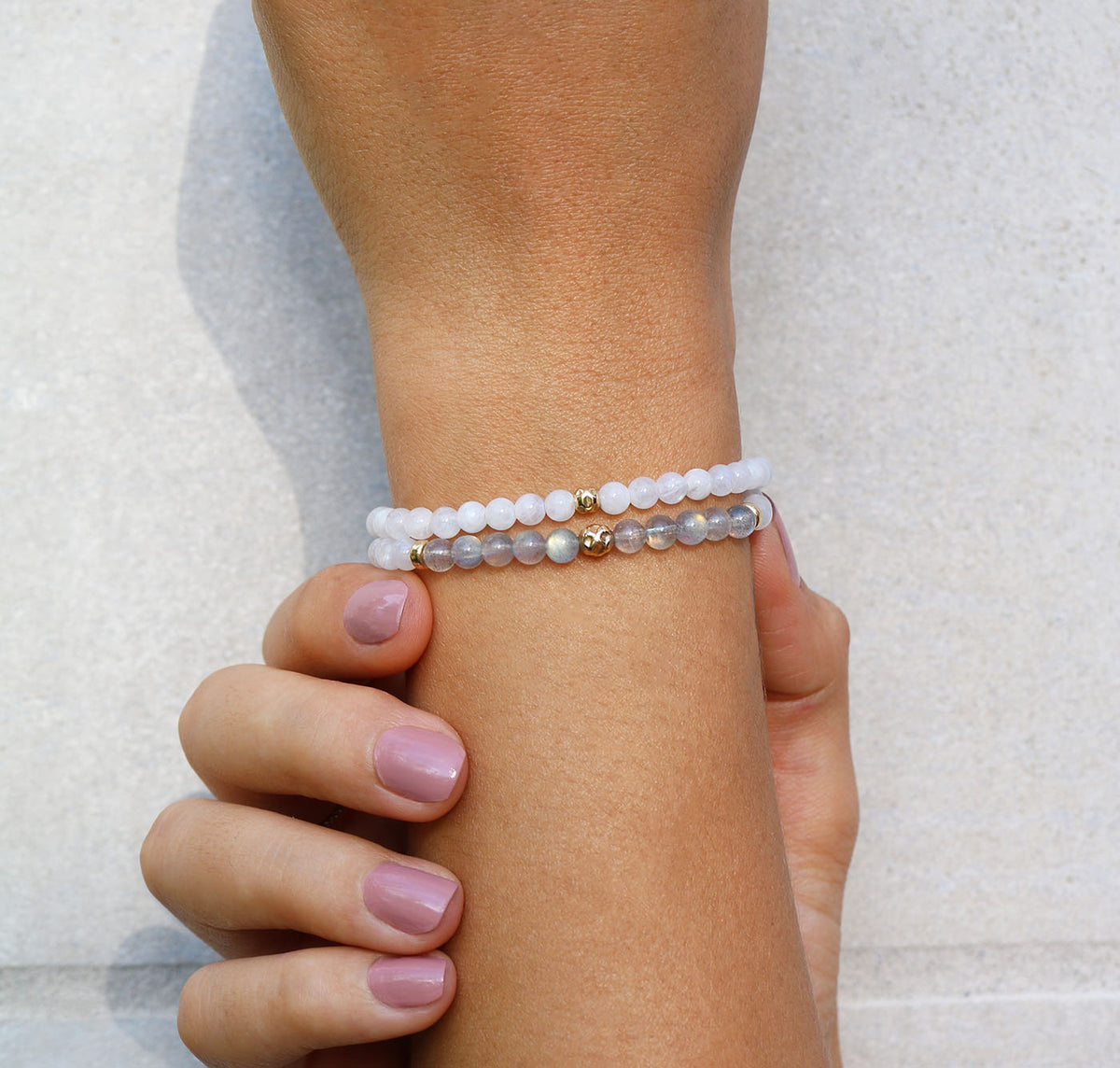 Dainty Aligned Luxe Bracelet | Labradorite &amp; Moonstone