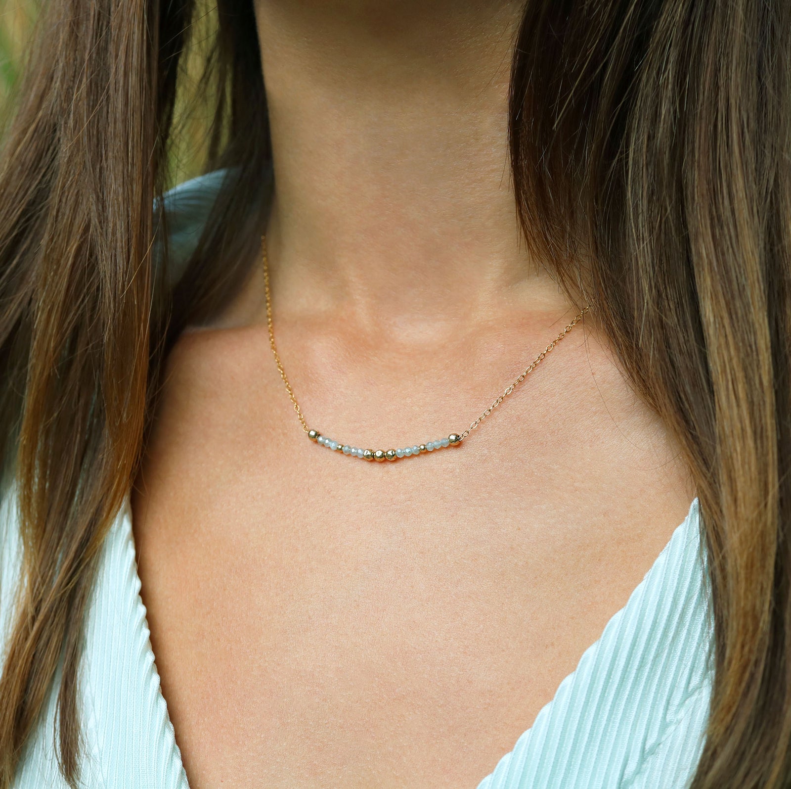 Earth Goddess Necklace | Green Moonstone and Gold