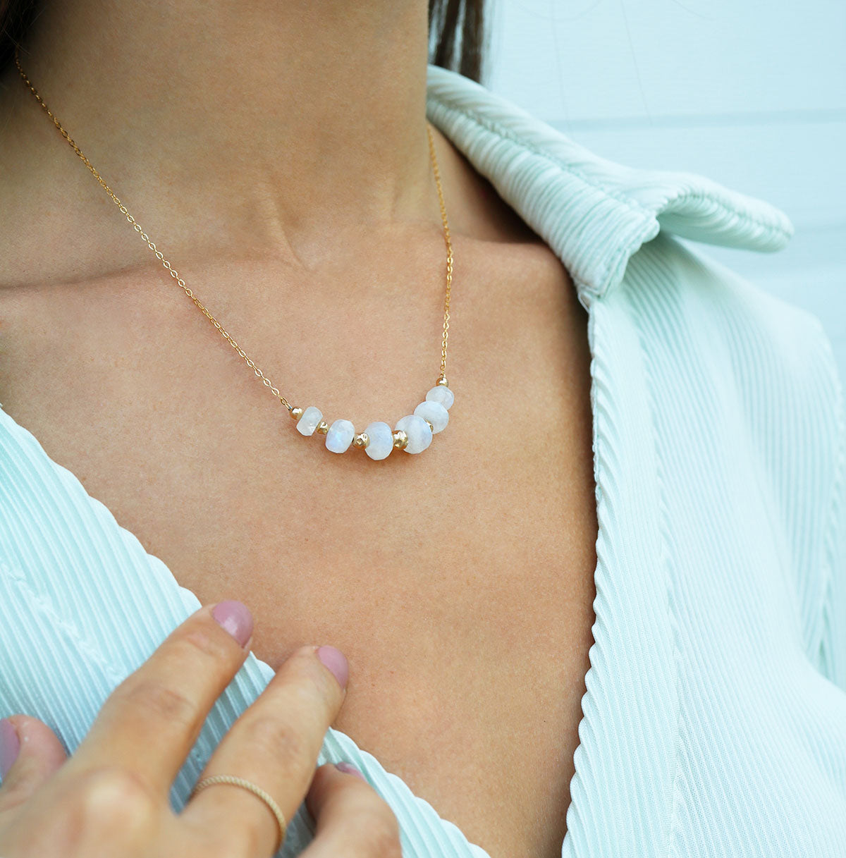 Catching Moonbeams Necklace | Moonstone and Gold