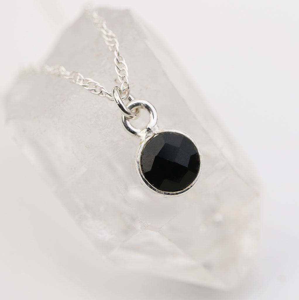 Charmed and Protected Mini Necklace | Onyx and Silver