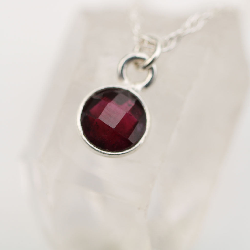 Charmed with Strength Mini Necklace | Garnet and Silver