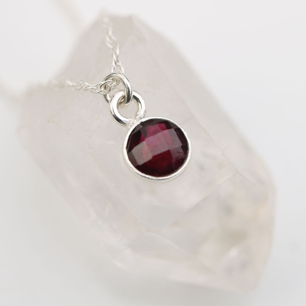 Charmed with Strength Mini Necklace | Garnet and Silver