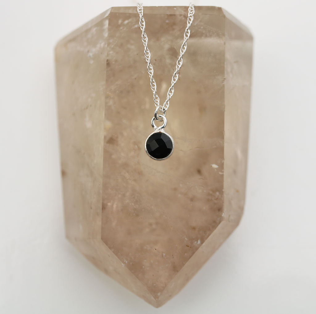 Charmed and Protected Mini Necklace | Onyx and Silver
