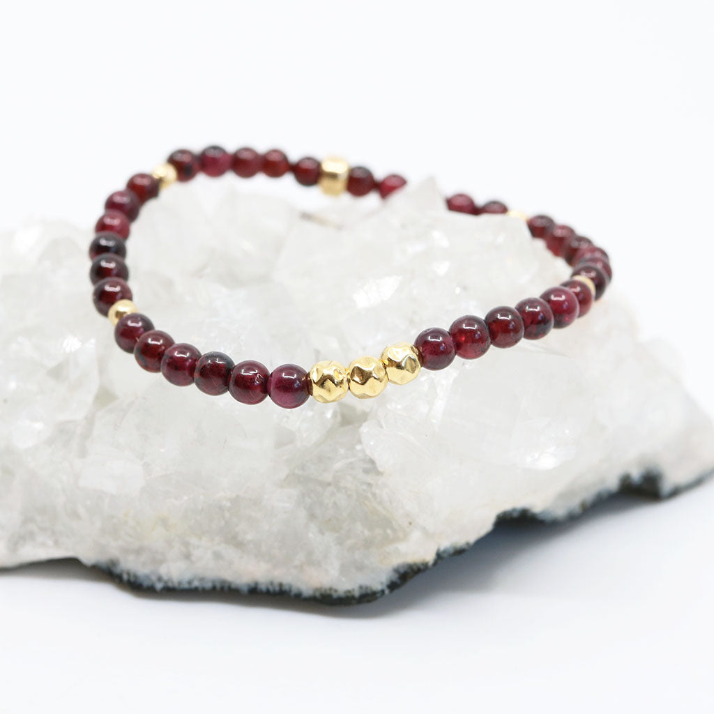 Dainty Strength Luxe Bracelet | Garnet