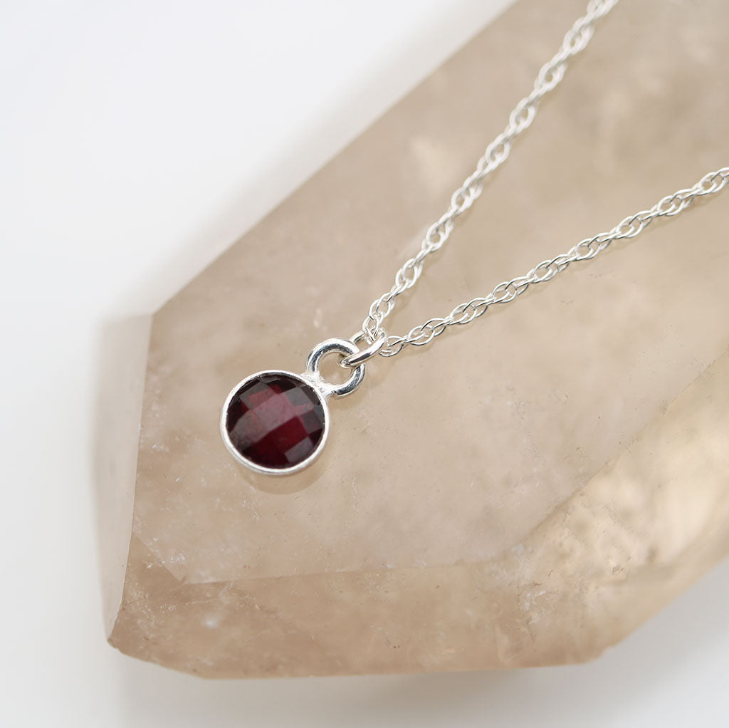 Charmed with Strength Mini Necklace | Garnet and Silver