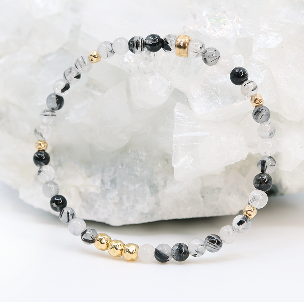 Dainty Integration Luxe Bracelet | Black Rutilated Quartz