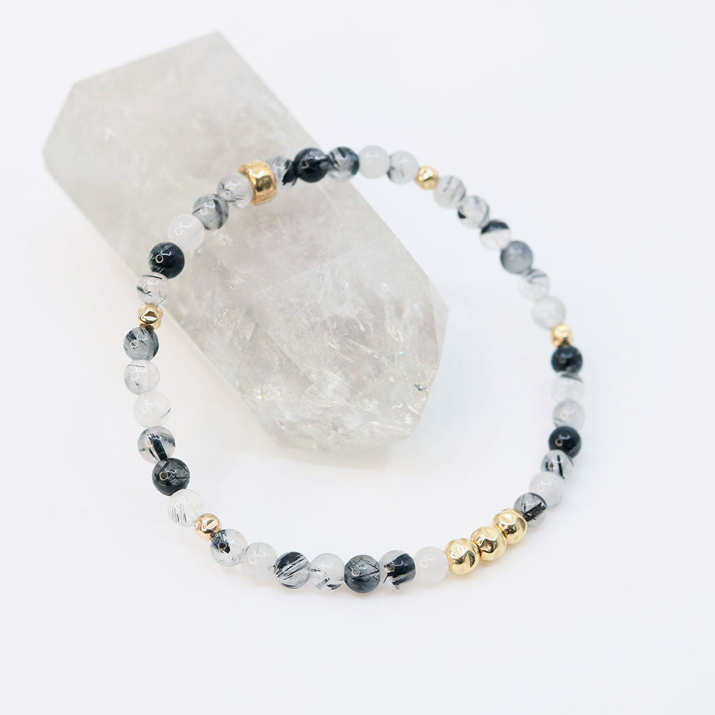 Dainty Integration Luxe Bracelet | Black Rutilated Quartz