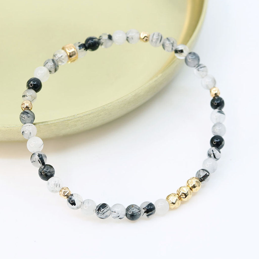Dainty Integration Luxe Bracelet | Black Rutilated Quartz