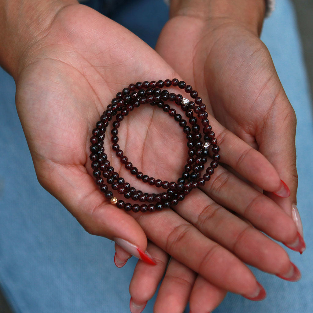Dainty Strength Bracelet | Garnet