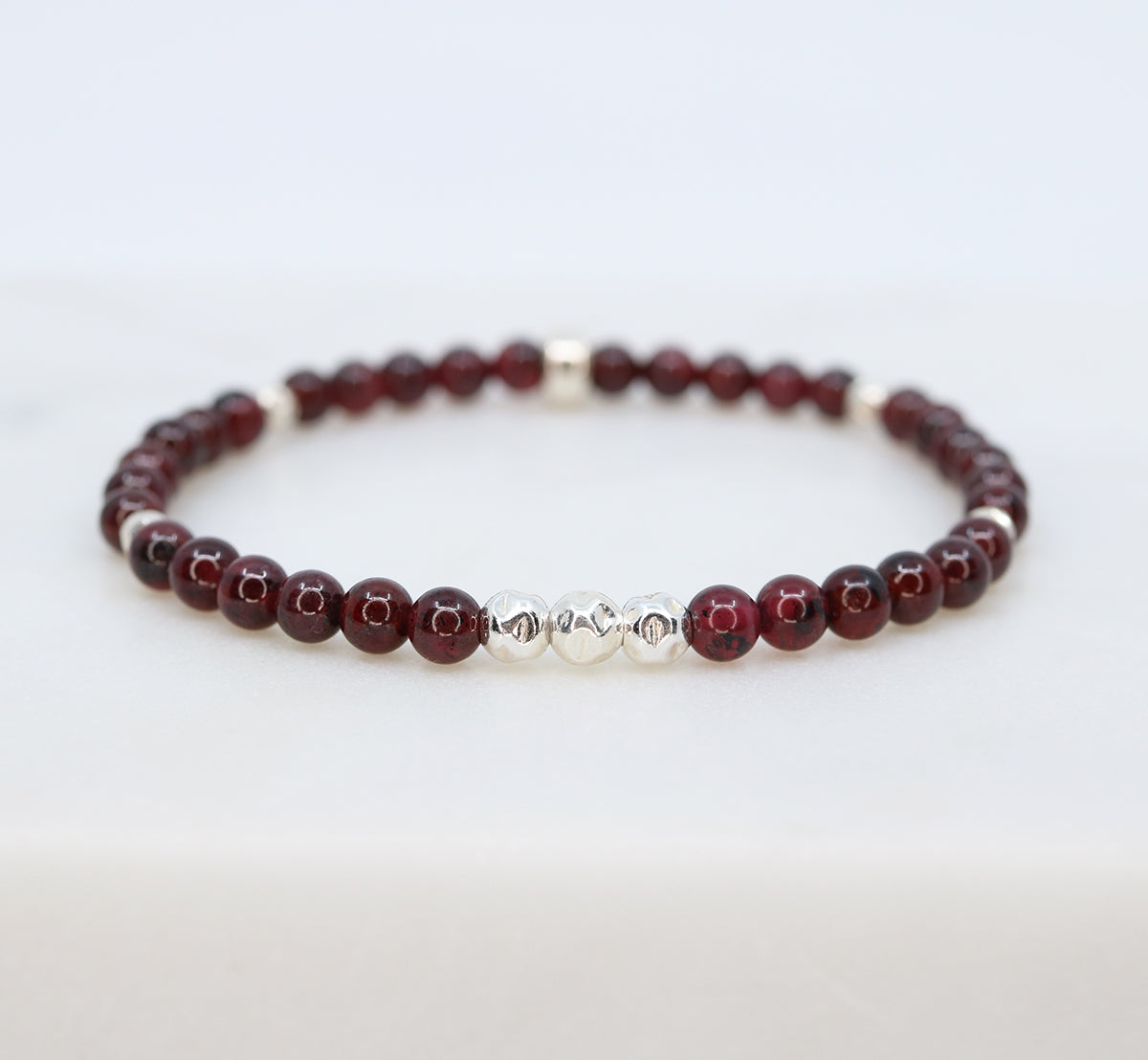 Dainty Strength Luxe Bracelet | Garnet
