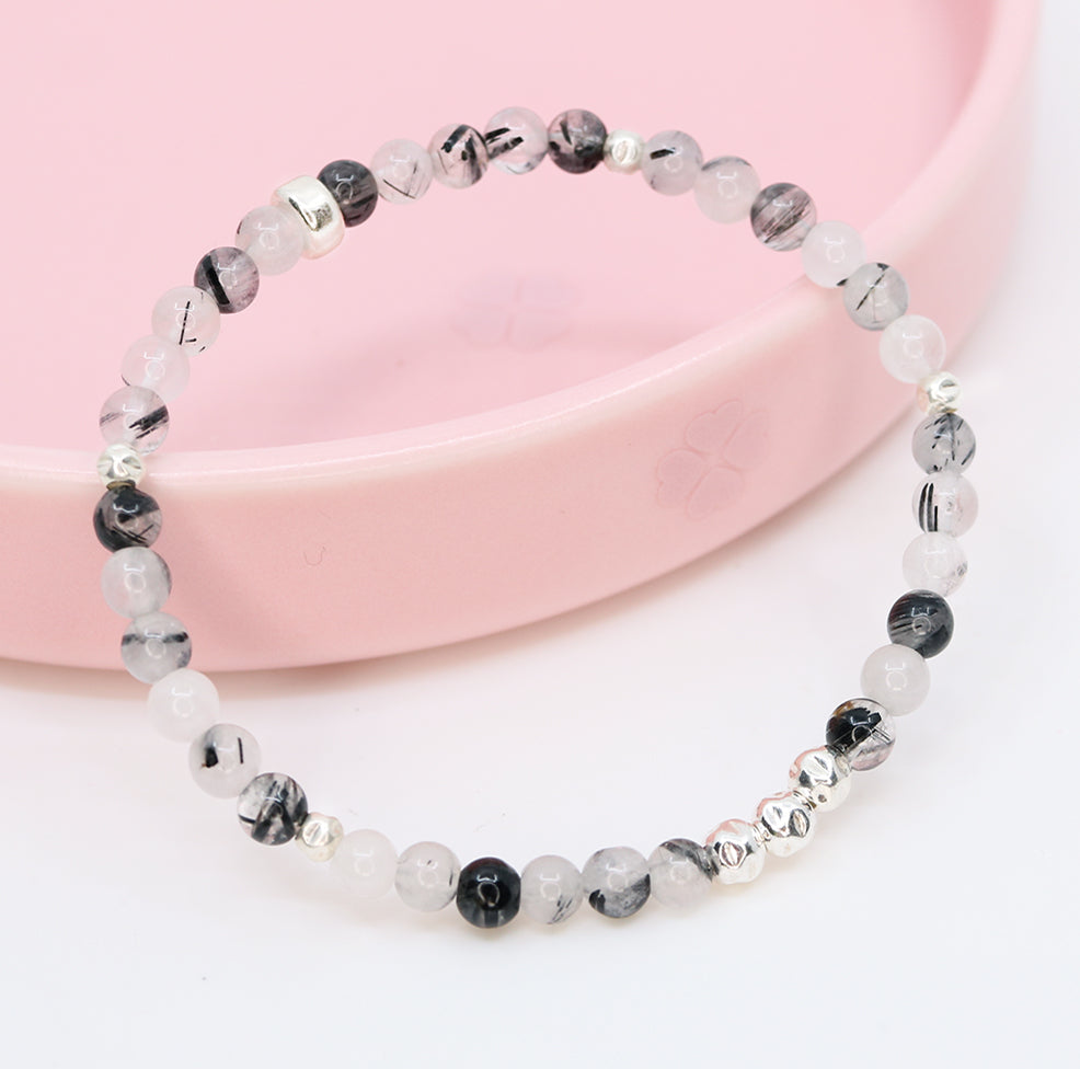 Dainty Integration Luxe Bracelet | Black Rutilated Quartz