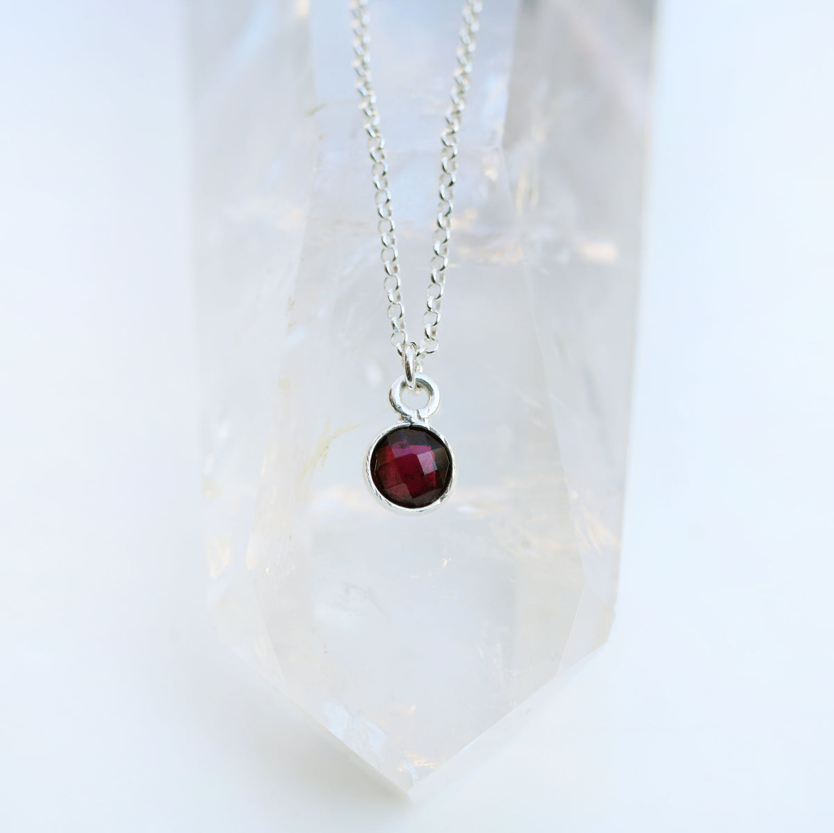 Charmed with Strength Mini Necklace | Garnet and Silver