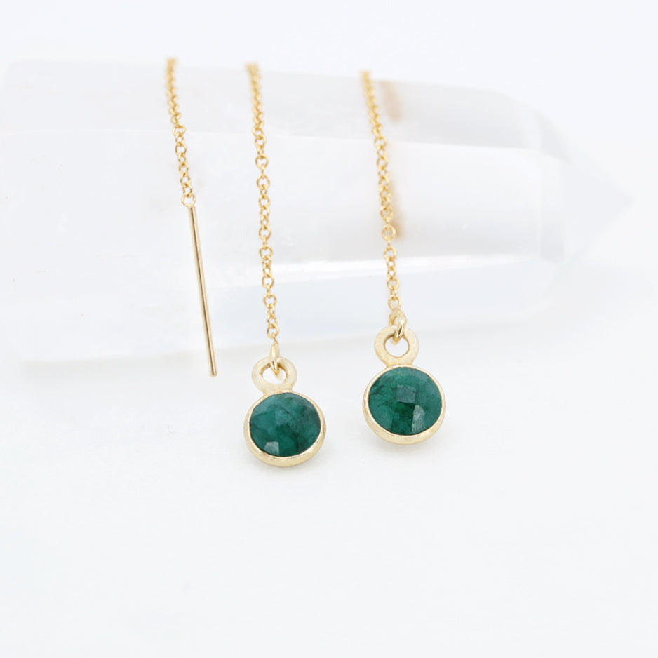 Emerald Drop Earrings | Emerald and Gold