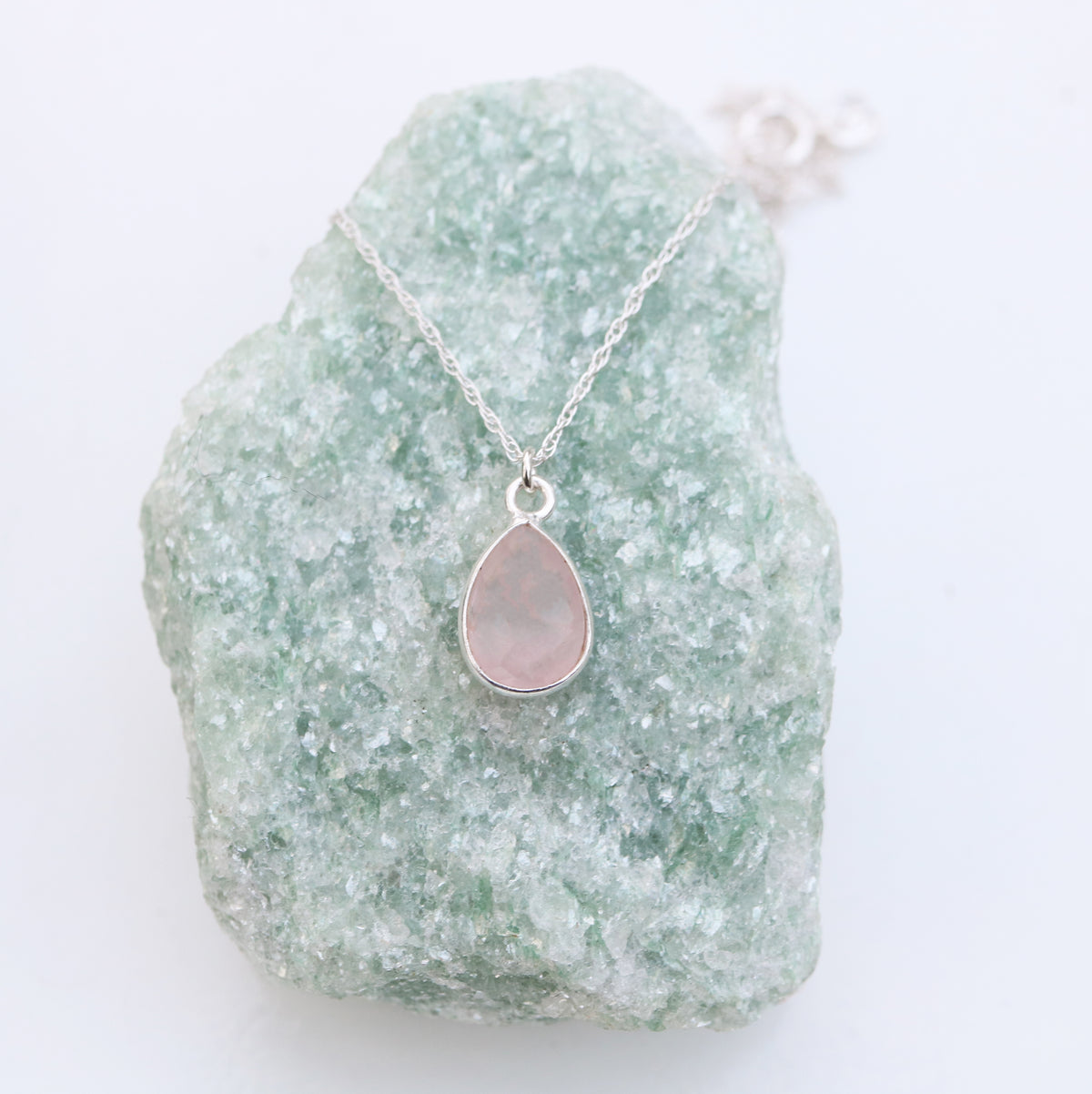 Charmed in Love Drop Necklace | Rose Quartz and Silver