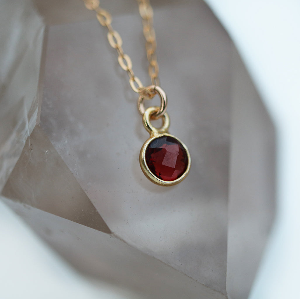 Charmed with Strength Mini Necklace | Garnet and Gold
