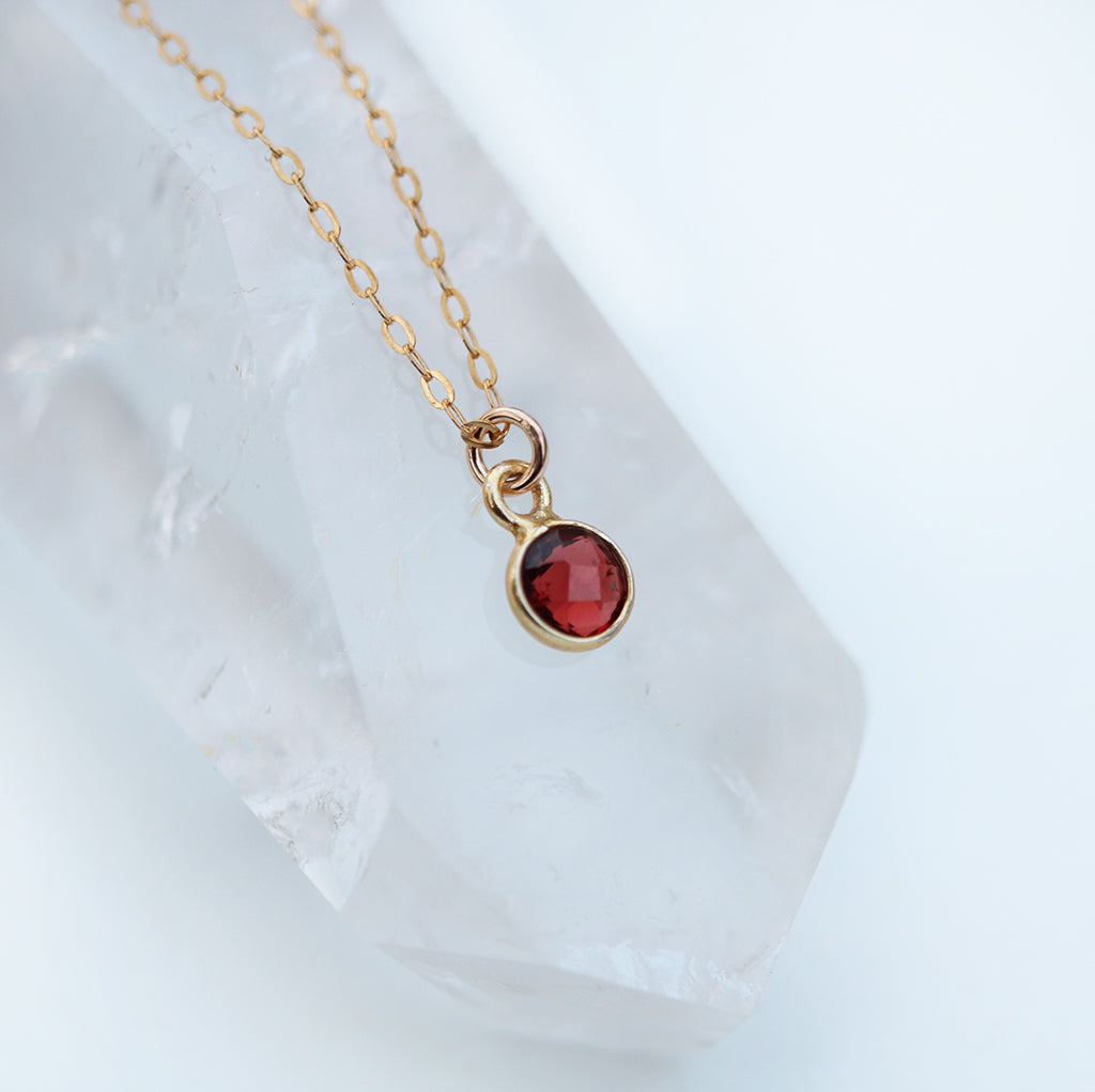 Charmed with Strength Mini Necklace | Garnet and Gold