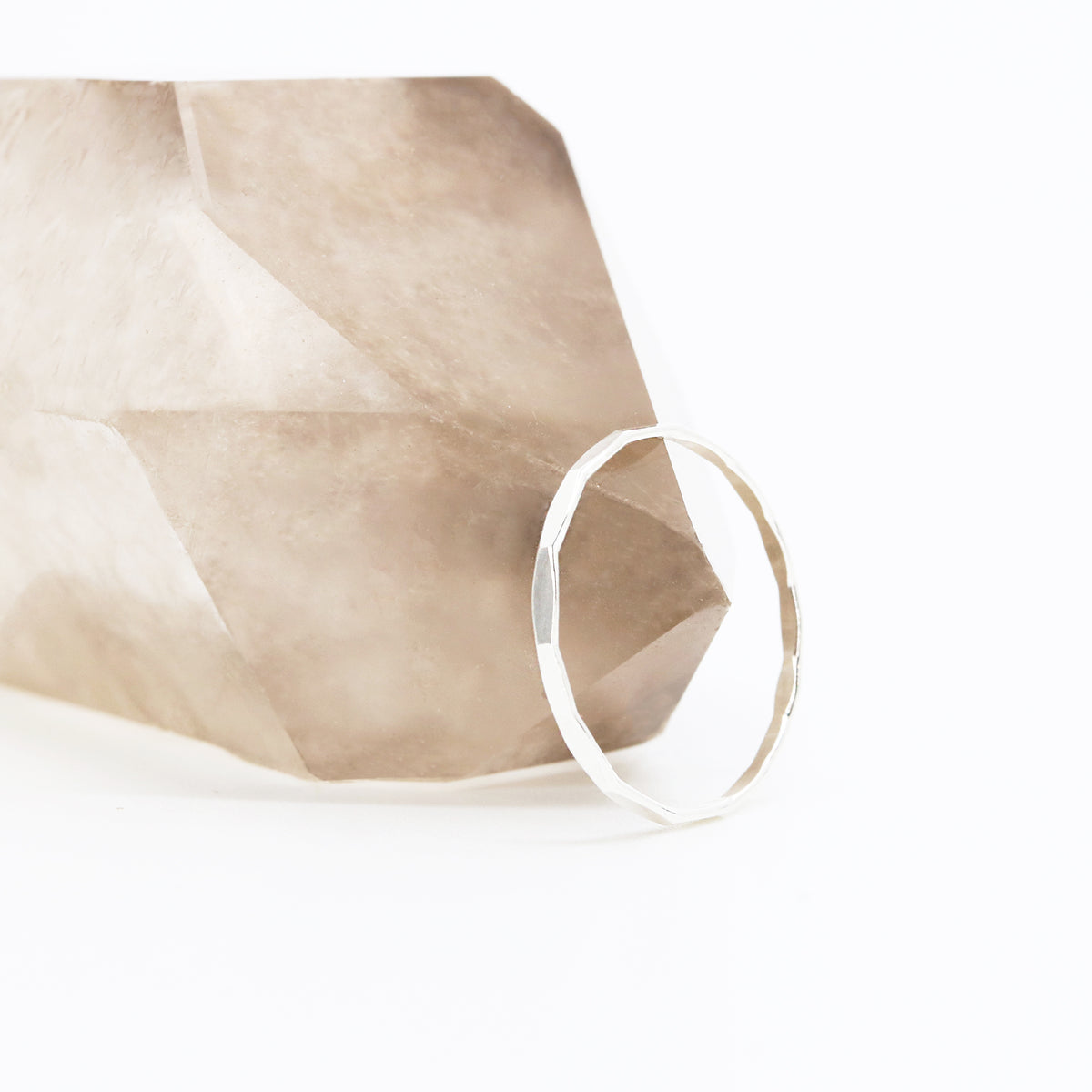 Dainty Silver Hammered Ring