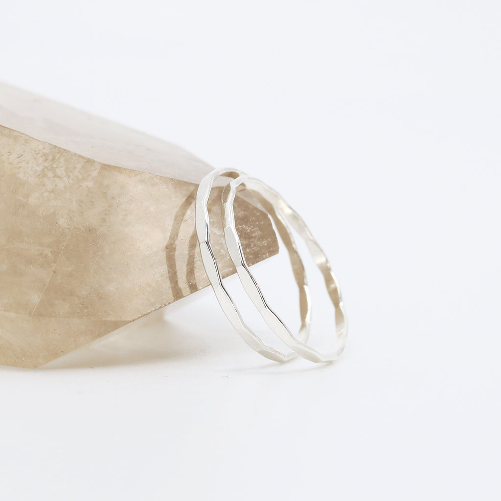 Dainty Silver Hammered Ring