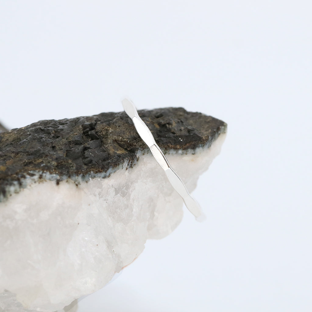 Dainty Silver Hammered Ring