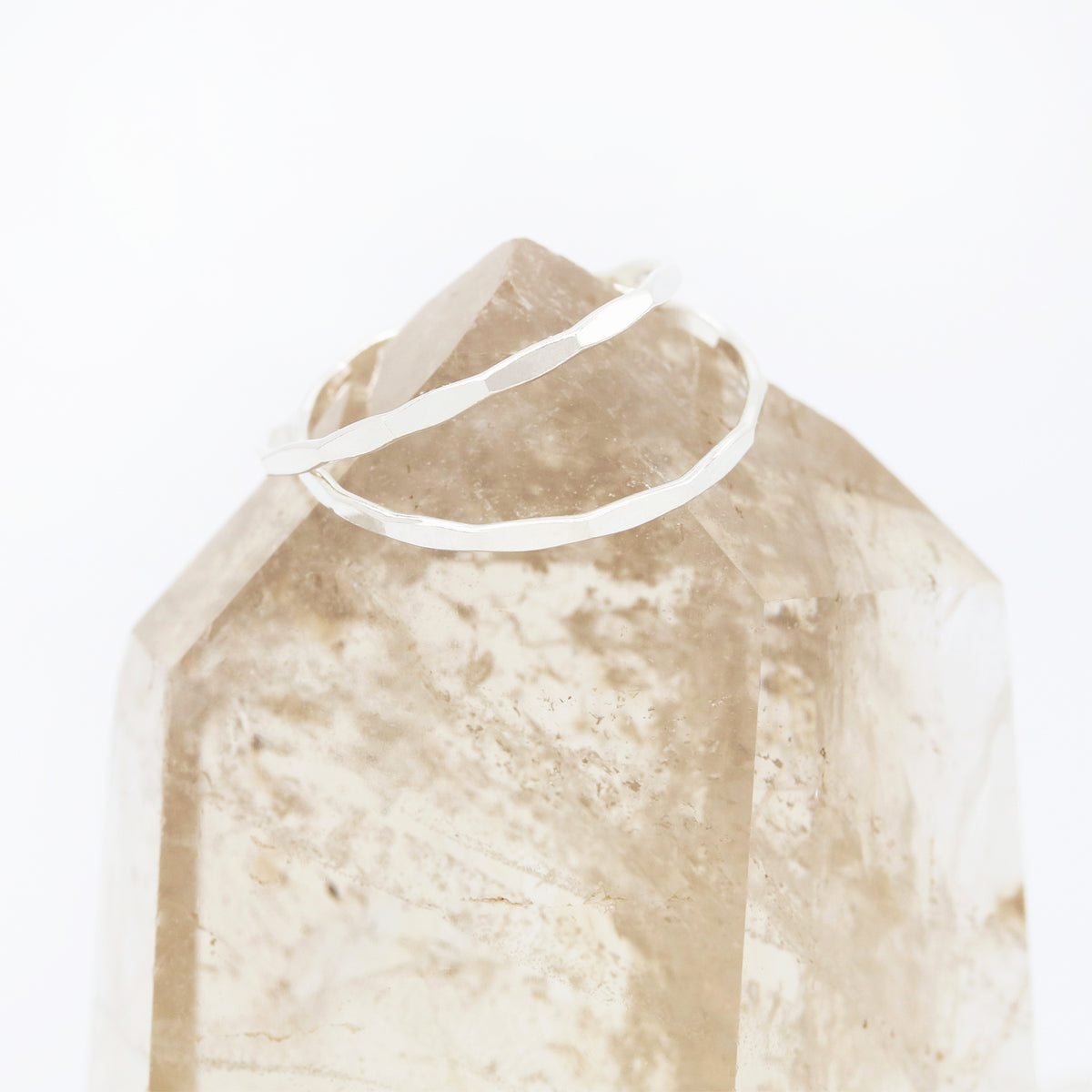 Dainty Silver Hammered Ring