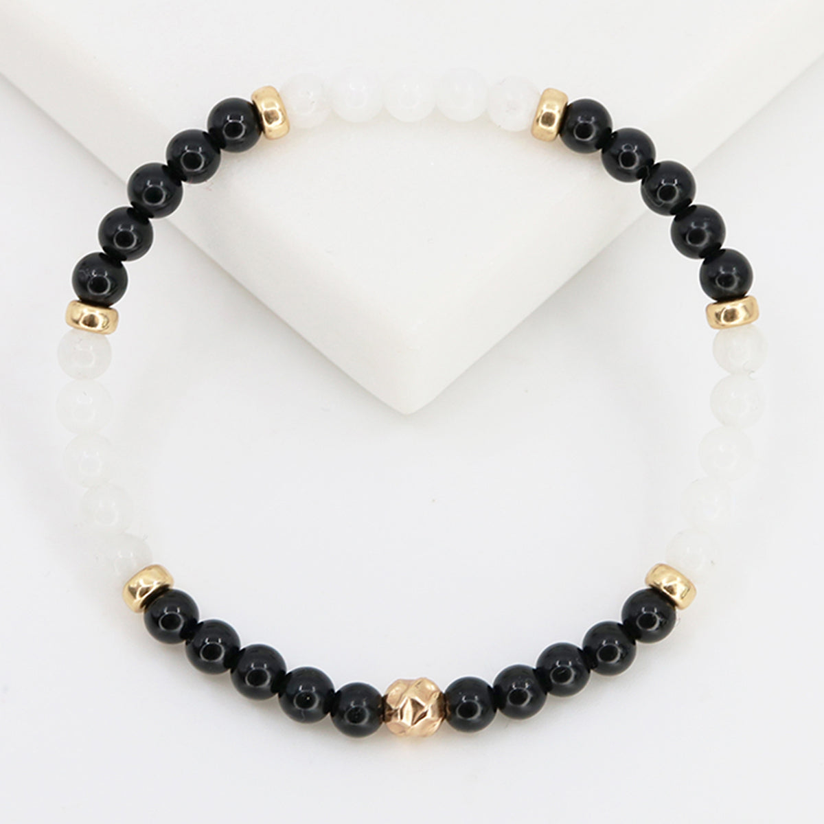 Dainty Grounded Luxe Bracelet | Onyx &amp; Moonstone