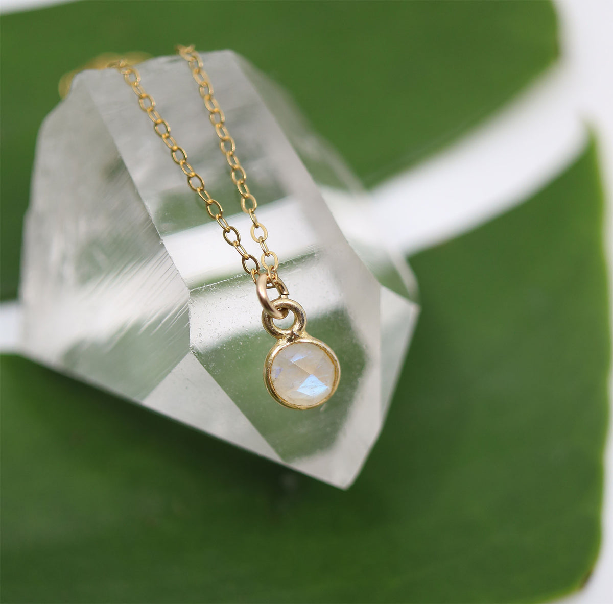 Charmed by Intuition Mini Necklace | Moonstone and Gold