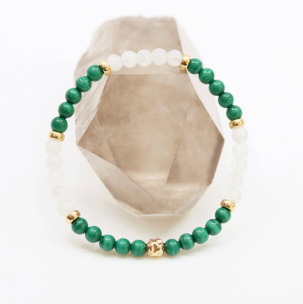 Dainty Insight Luxe Bracelet | Malachite &amp; Moonstone