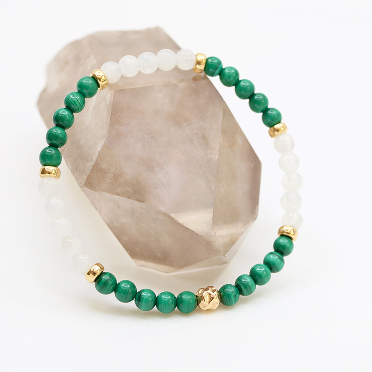 Dainty Insight Luxe Bracelet | Malachite &amp; Moonstone